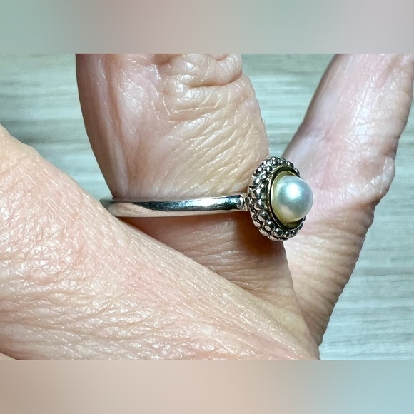 Designer Signed Phillip Gavriel Sterling Silver & 18K Gold Popcorn Pearl Ring - Picture 10 of 11